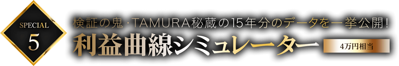 特典5:検証の鬼・TAMURA秘蔵の15年分のデータを一挙公開！利益曲線シミュレーター【4万円相当】